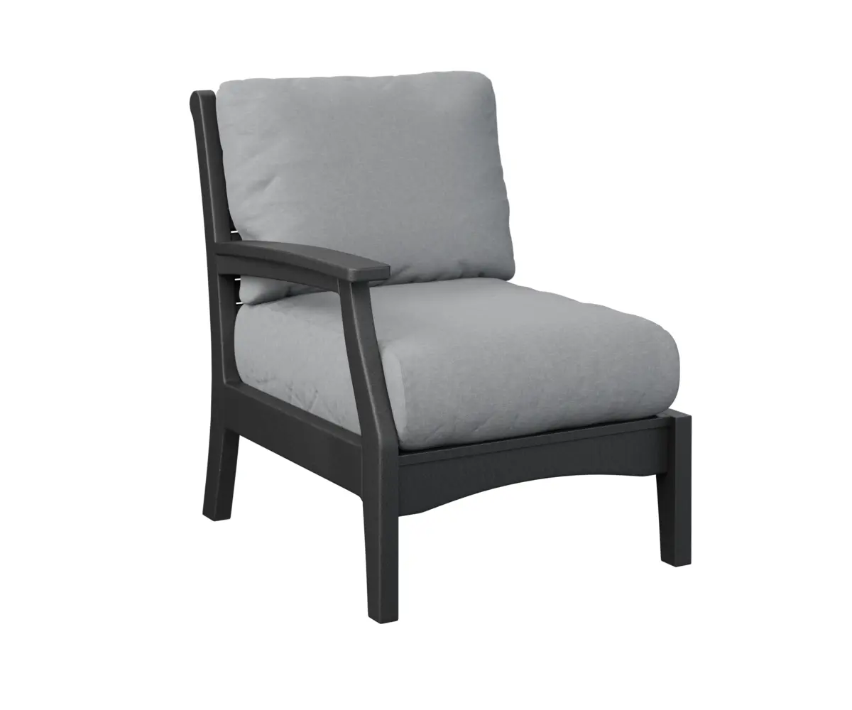 Classic Terrace Right Arm Sectional Club Chair Black Poly