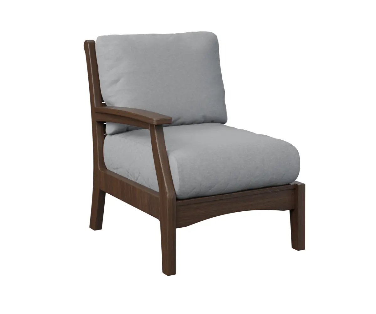 Classic Terrace Right Arm Sectional Club Chair Brazilian Walnut Poly