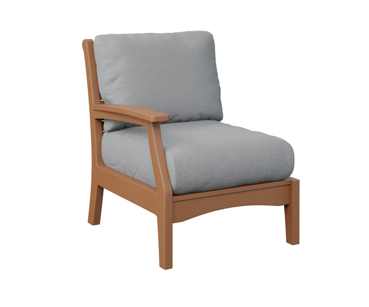 Classic Terrace Right Arm Sectional Club Chair Cedar Poly