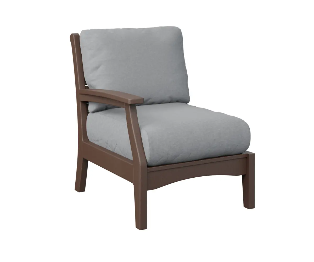 Classic Terrace Right Arm Sectional Club Chair Chocolate Brown Poly