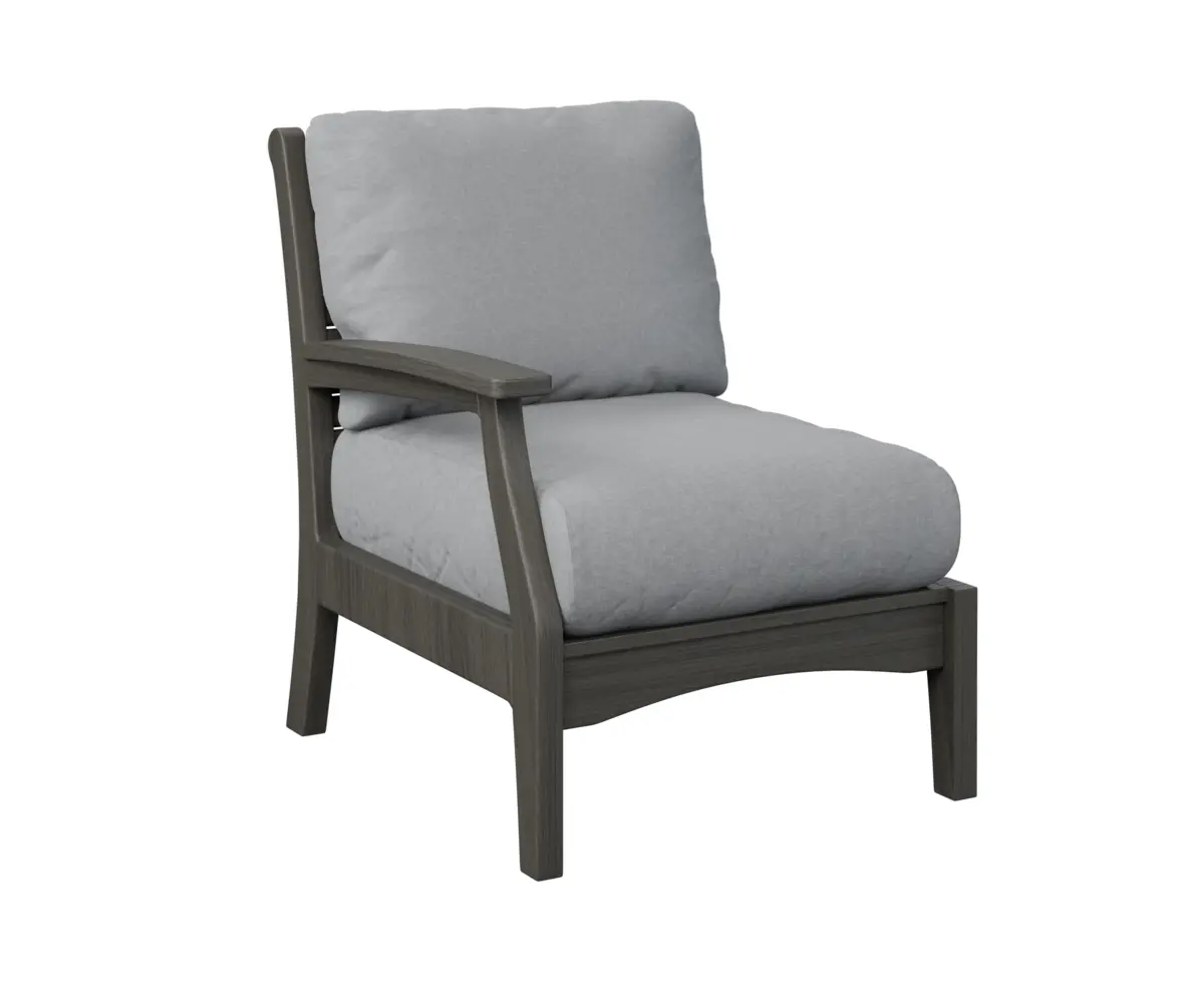 Classic Terrace Right Arm Sectional Club Chair Dark Grey Poly