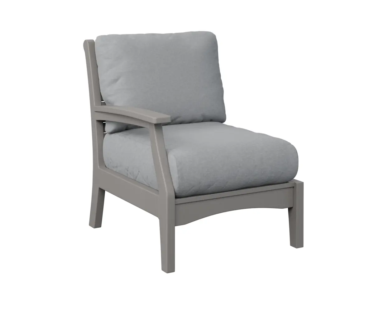 Classic Terrace Right Arm Sectional Club Chair Light Grey Poly