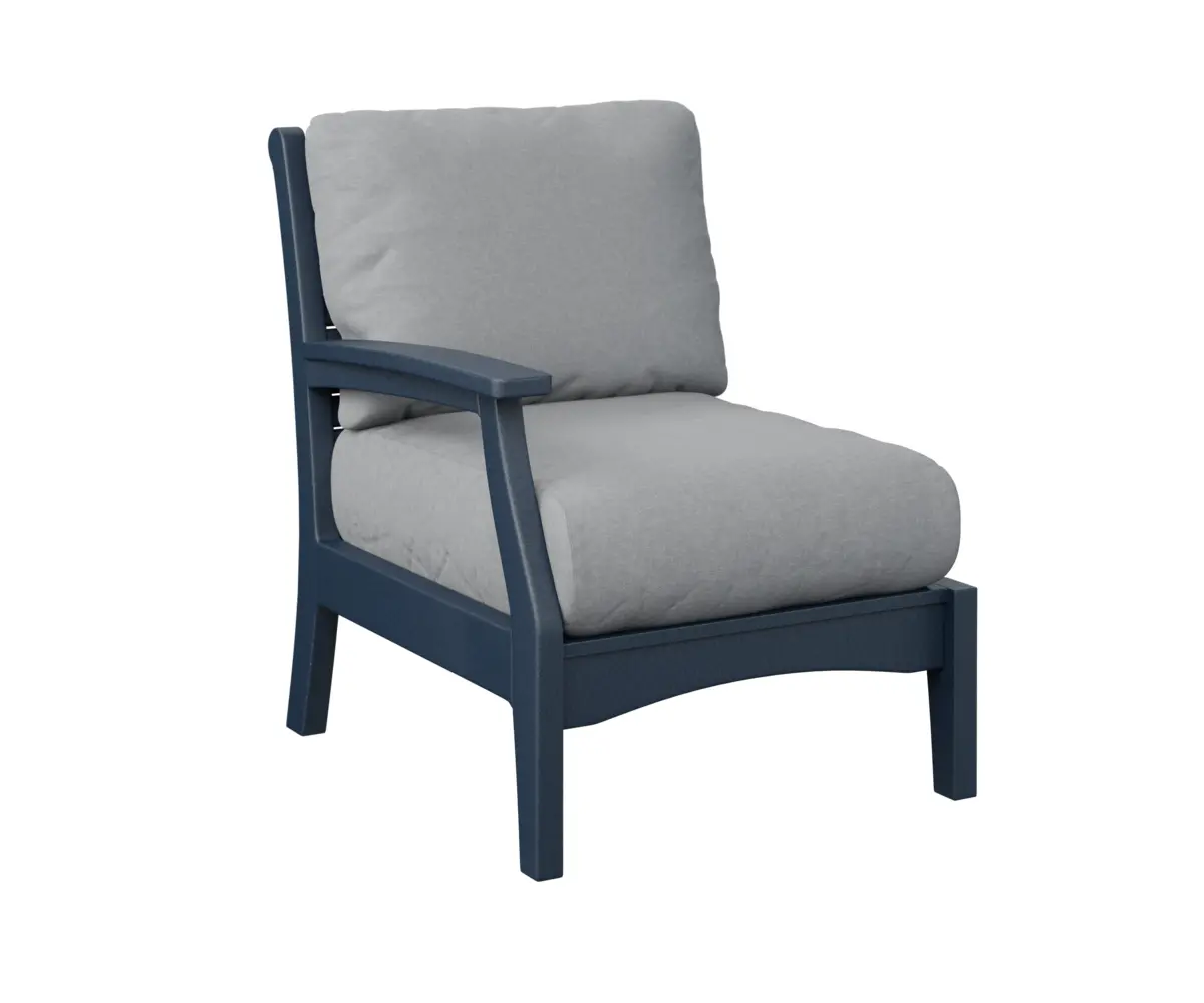 Classic Terrace Right Arm Sectional Club Chair Navy Blue Poly