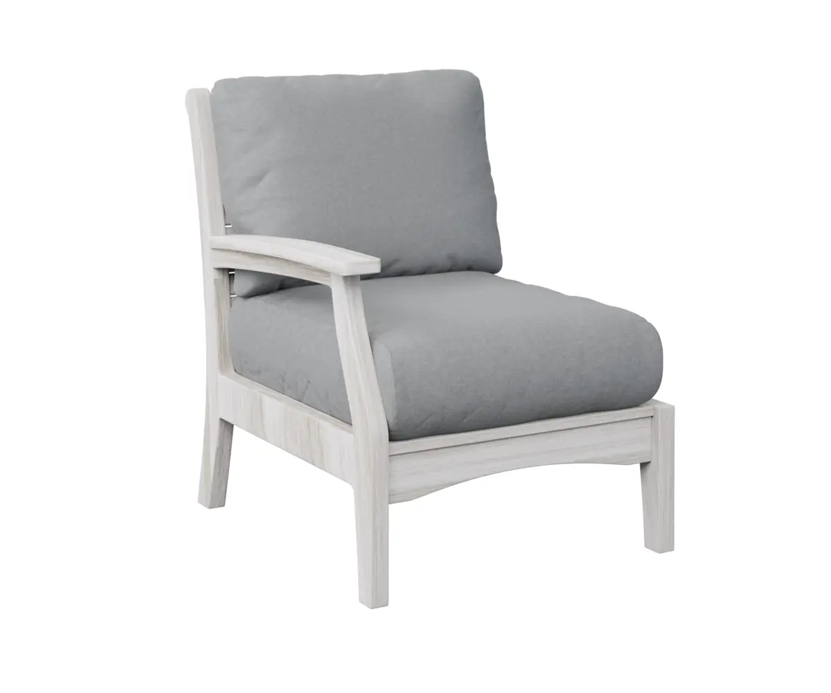 Classic Terrace Right Arm Sectional Club Chair Seashell Poly