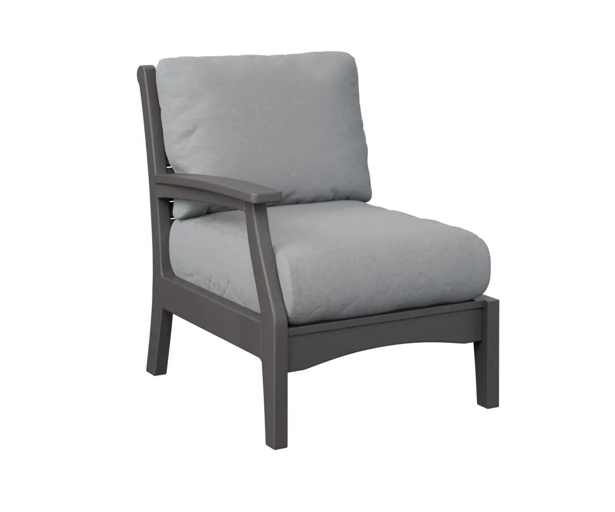 Classic Terrace Right Arm Sectional Club Chair Smoke Grey Poly