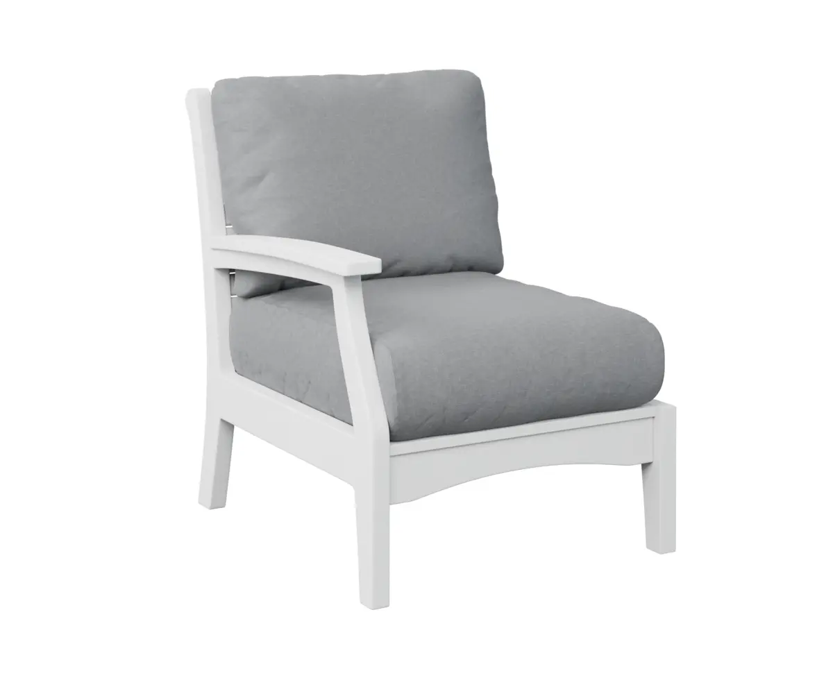 Classic Terrace Right Arm Sectional Club Chair White Poly