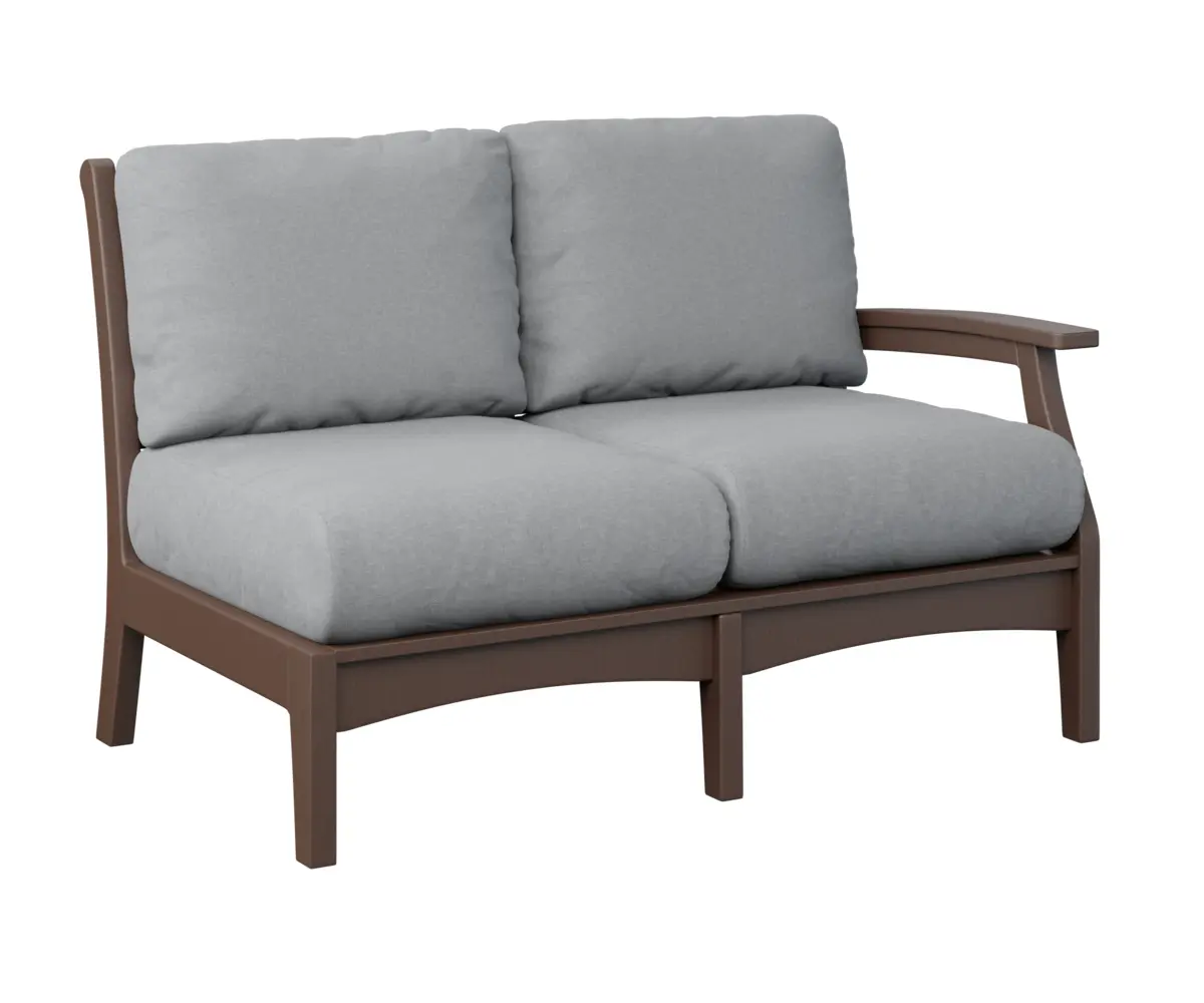 Classic Terrace Left Arm Sectional Loveseat Chocolate Brown Poly