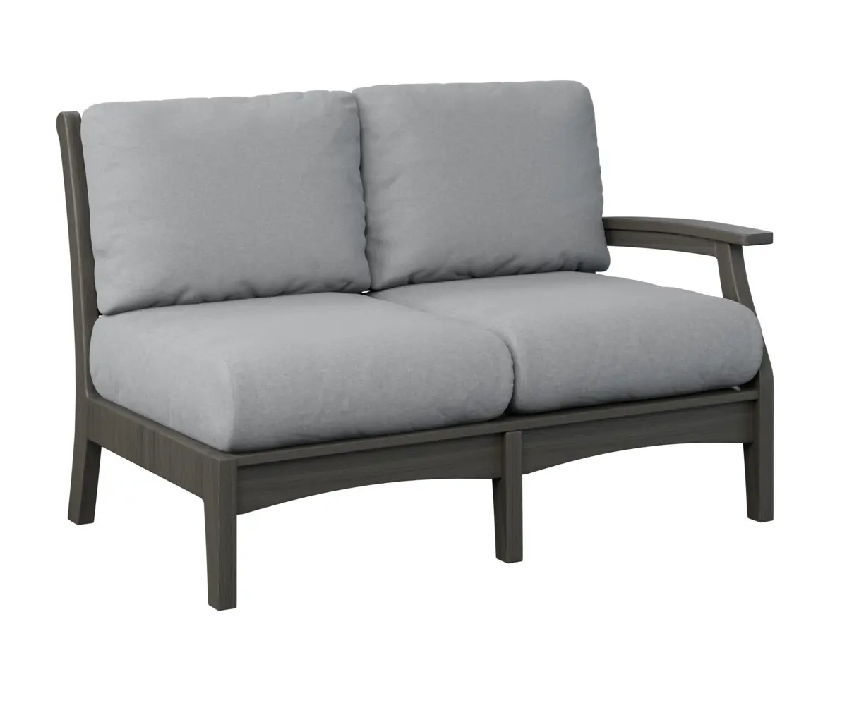 Classic Terrace Left Arm Sectional Loveseat Dark Grey Poly