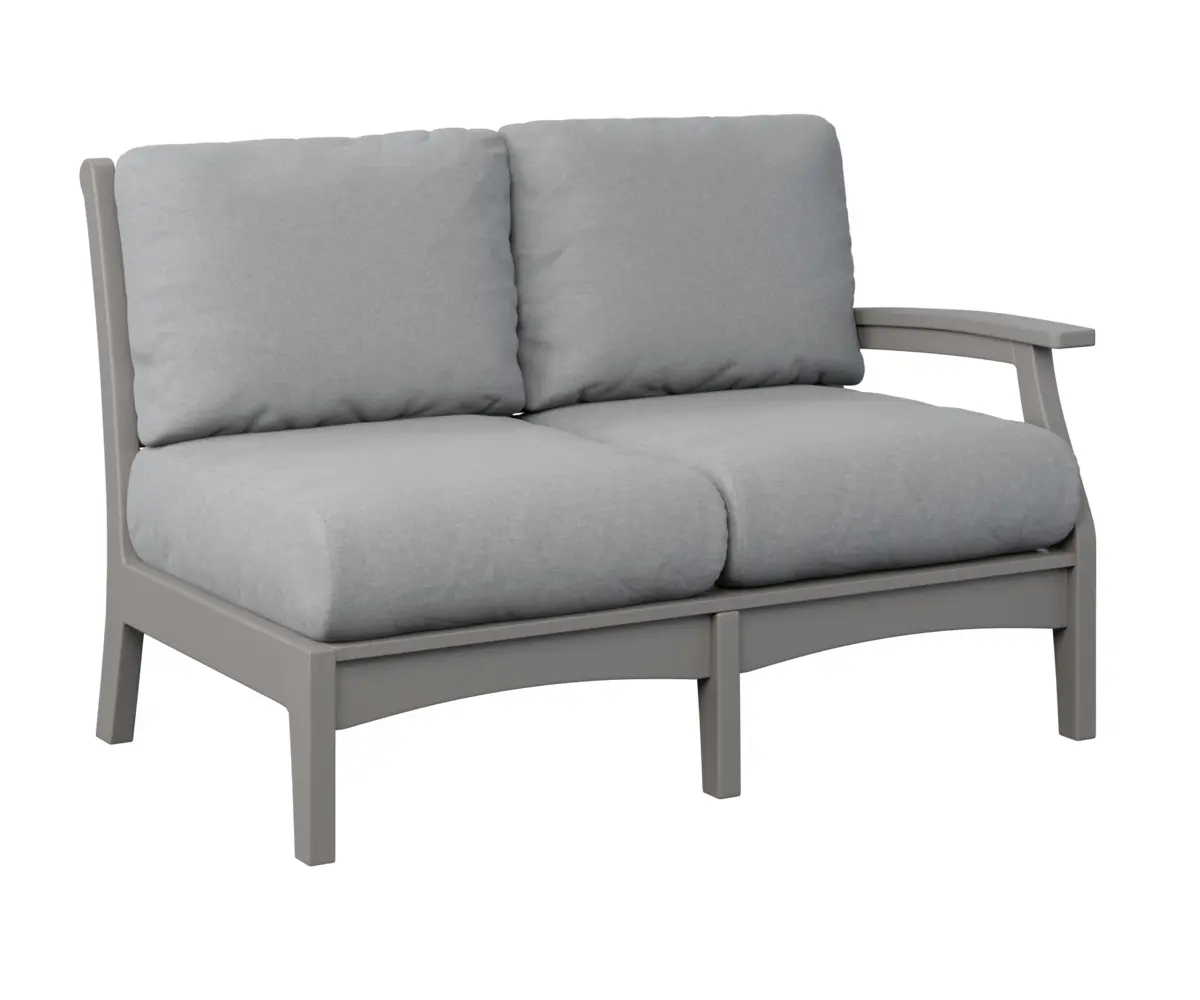 Classic Terrace Left Arm Sectional Loveseat Light Grey Poly