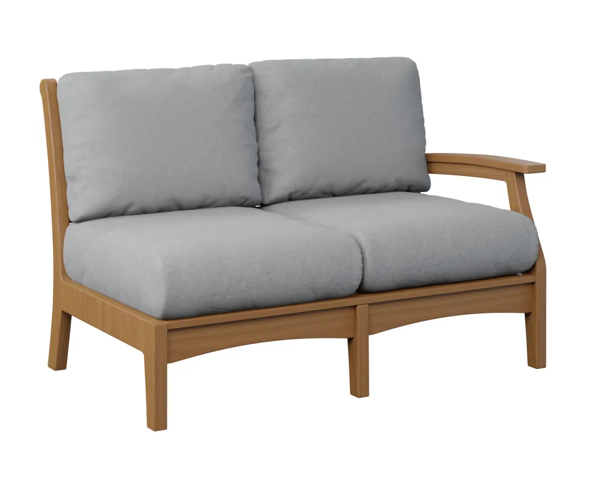 Classic Terrace Left Arm Sectional Loveseat Natural Teak Poly