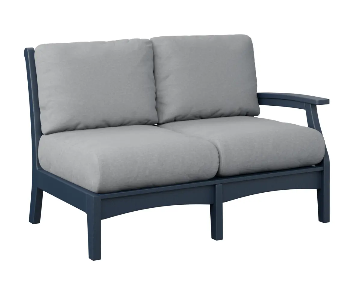 Classic Terrace Left Arm Sectional Loveseat Navy Blue Poly