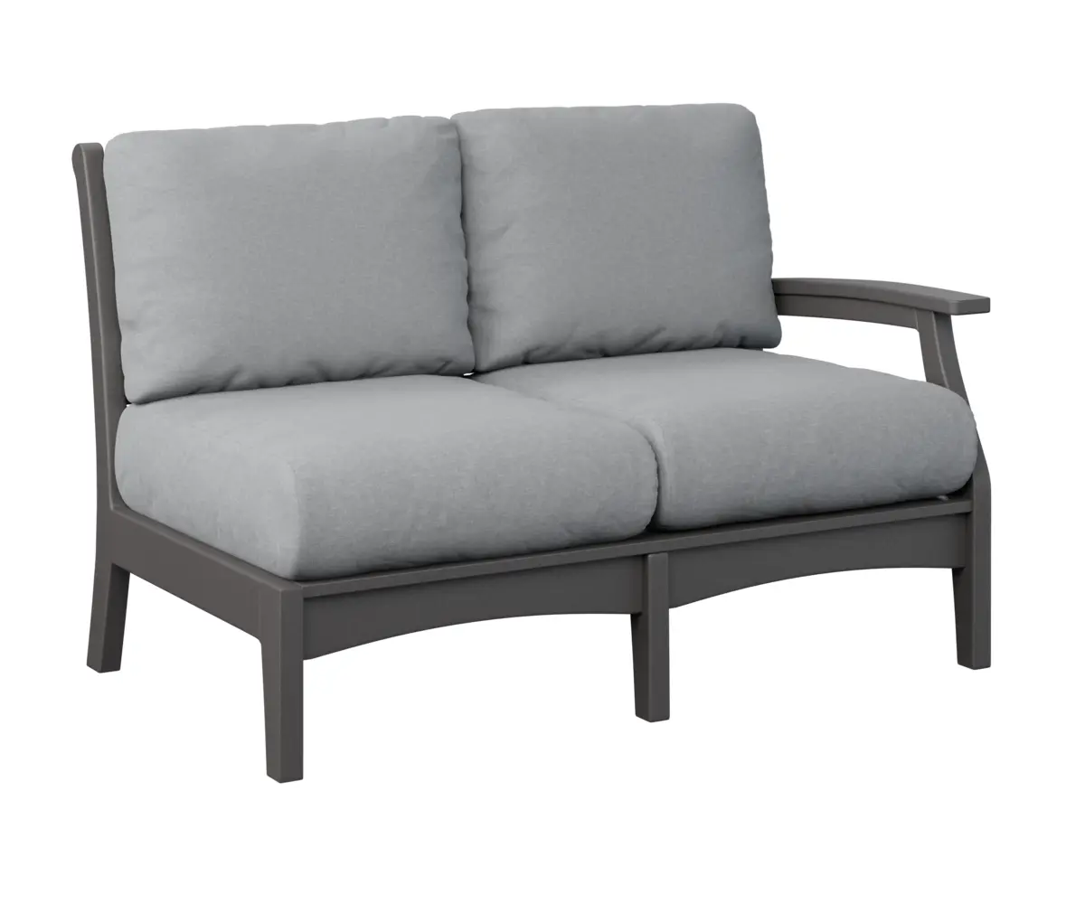 Classic Terrace Left Arm Sectional Loveseat Smoke Grey Poly