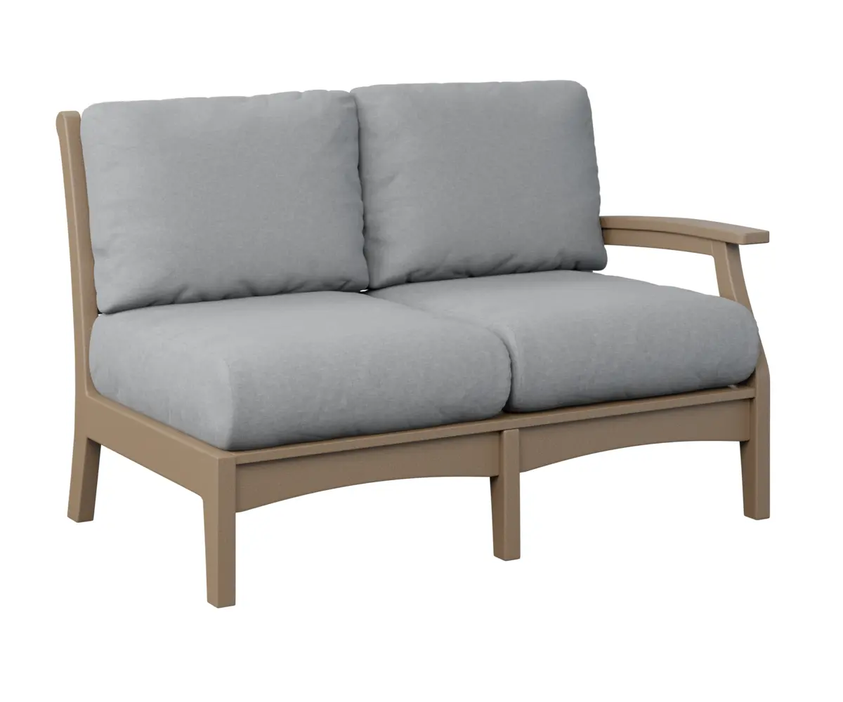 Classic Terrace Left Arm Sectional Loveseat Weatherwood Poly
