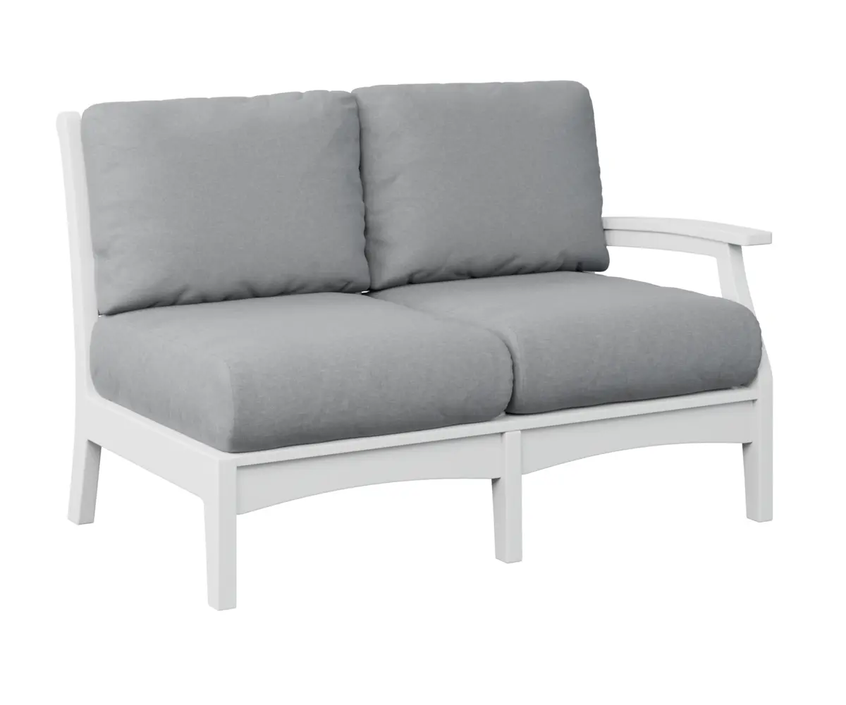 Classic Terrace Left Arm Sectional Loveseat White Poly