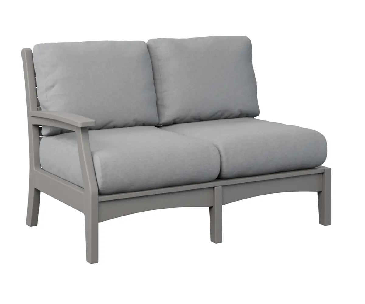 Classic Terrace Right Arm Sectional Loveseat Light Grey Poly