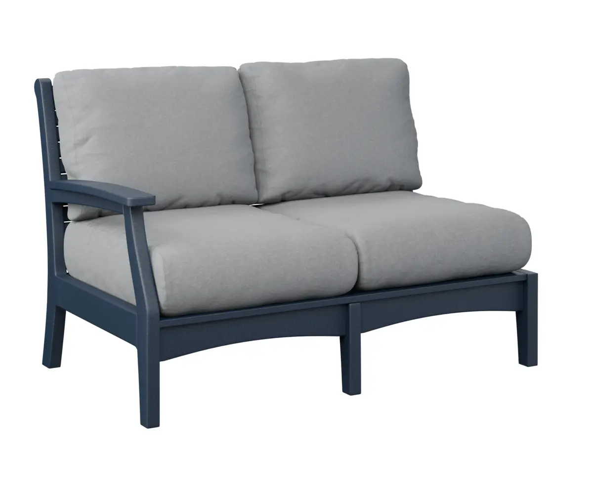 Classic Terrace Right Arm Sectional Loveseat Navy Blue Poly