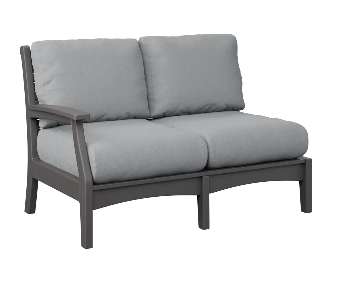 Classic Terrace Right Arm Sectional Loveseat Smoke Grey Poly