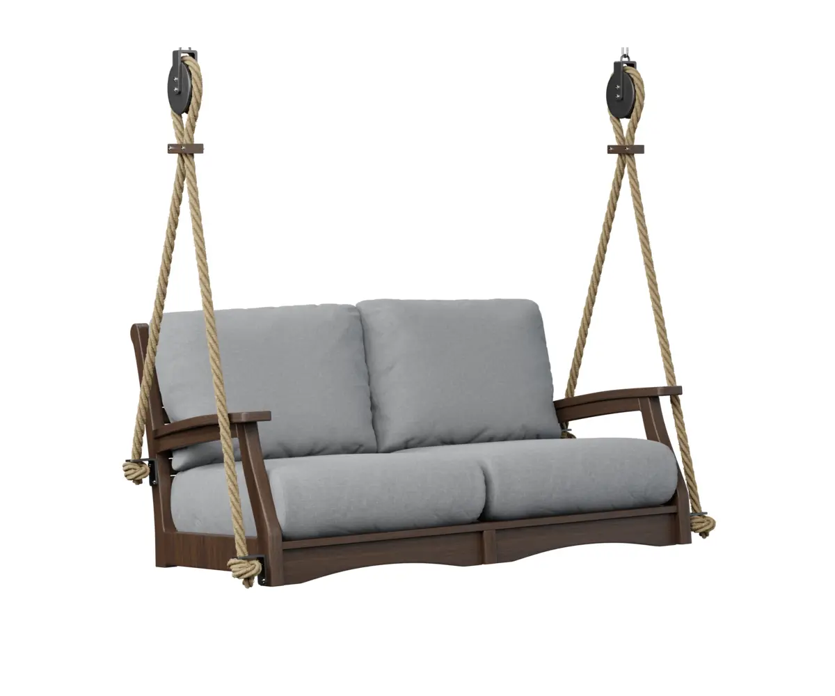 Classic Terrace Loveseat Swing Brazilian Walnut Poly