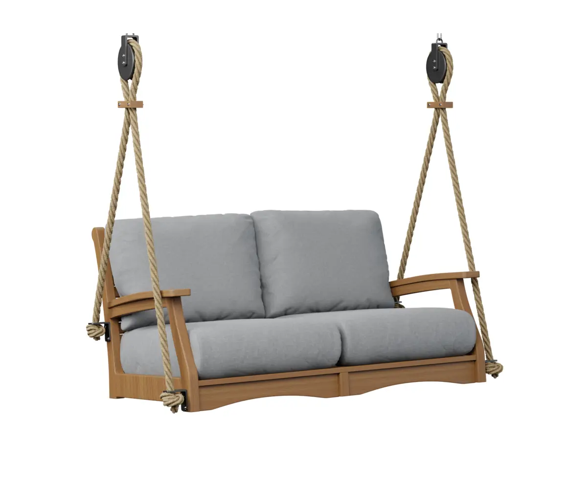 Classic Terrace Loveseat Swing Natural Teak Poly