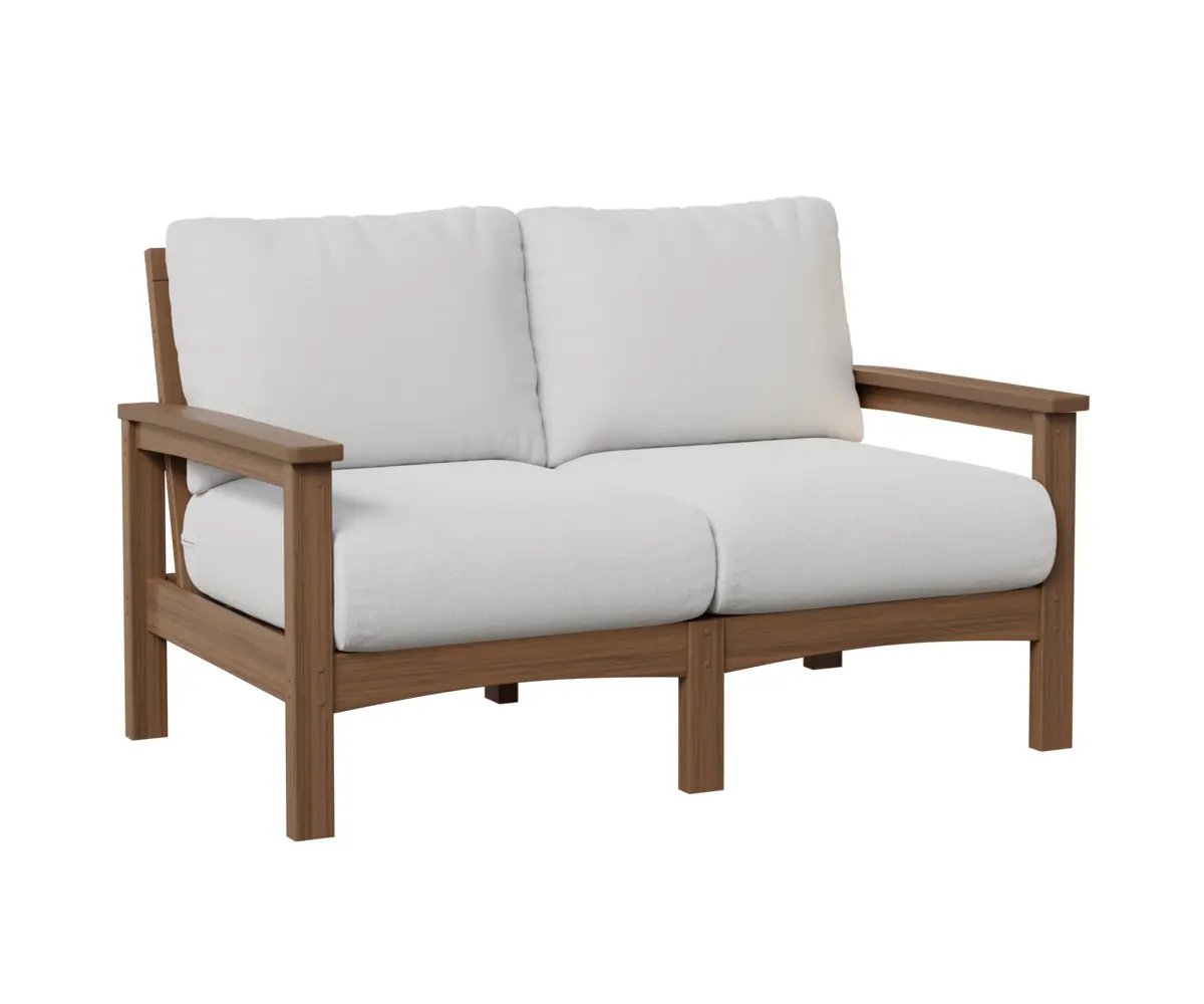 Camden Loveseat Antique Mahogany White Cushion