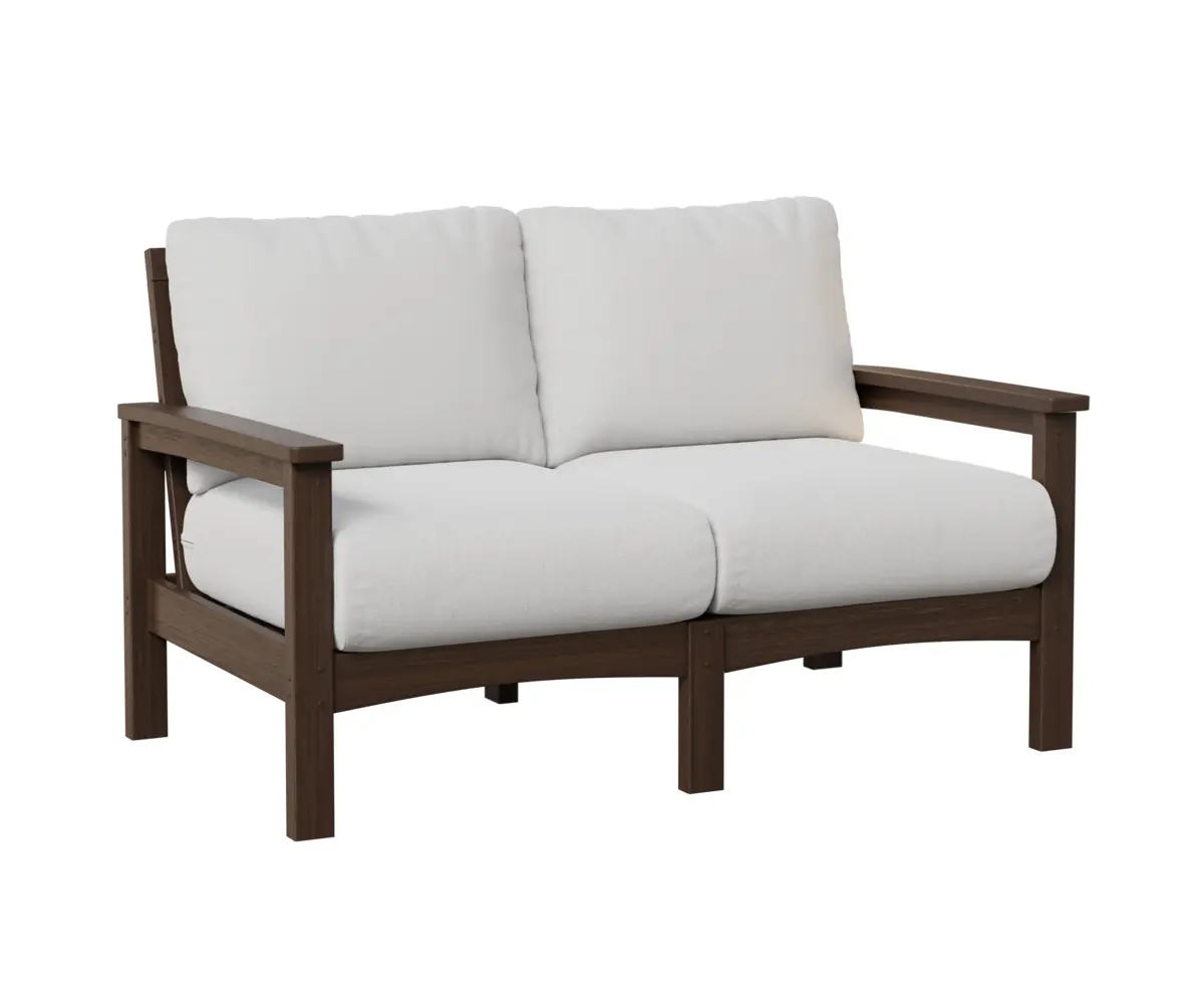 Camden Loveseat Brazilian Walnut White Cushion