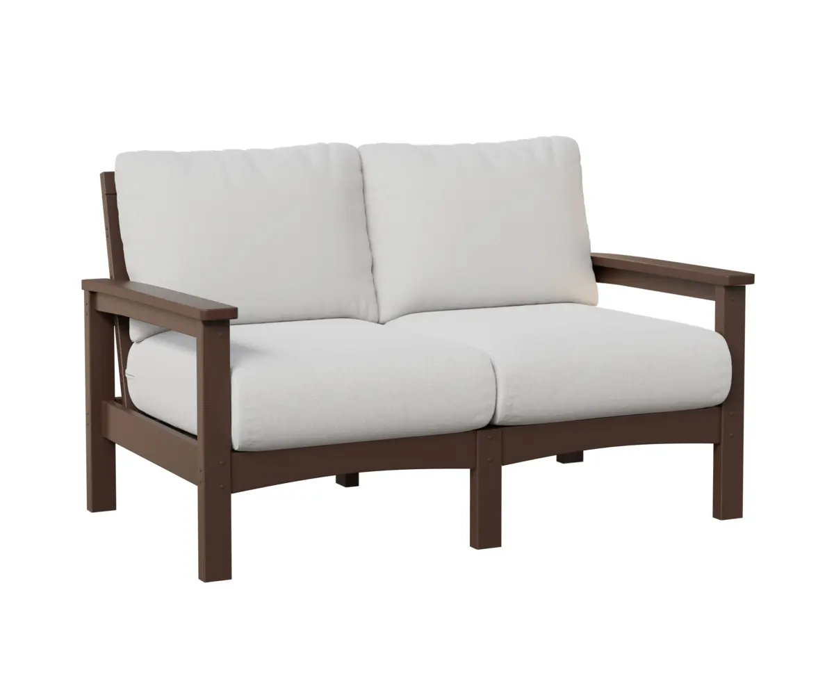 Camden Loveseat Chocolate Brown White Cushion