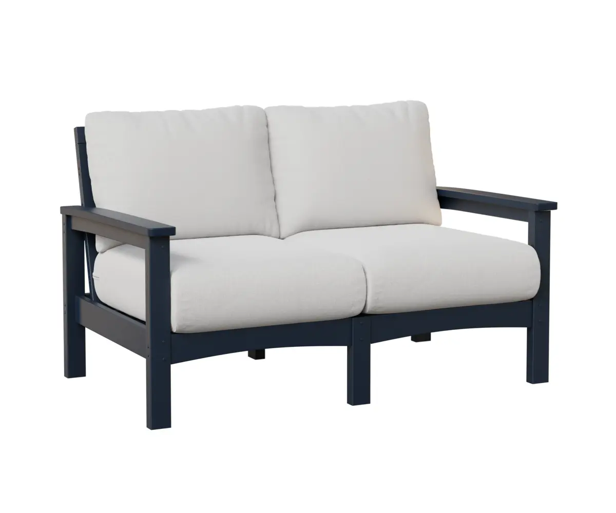 Camden Loveseat Navy Blue White Cushion